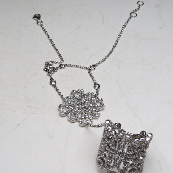 *925 Sterling Silver Diamond Bracelet - Picture 3 of 6